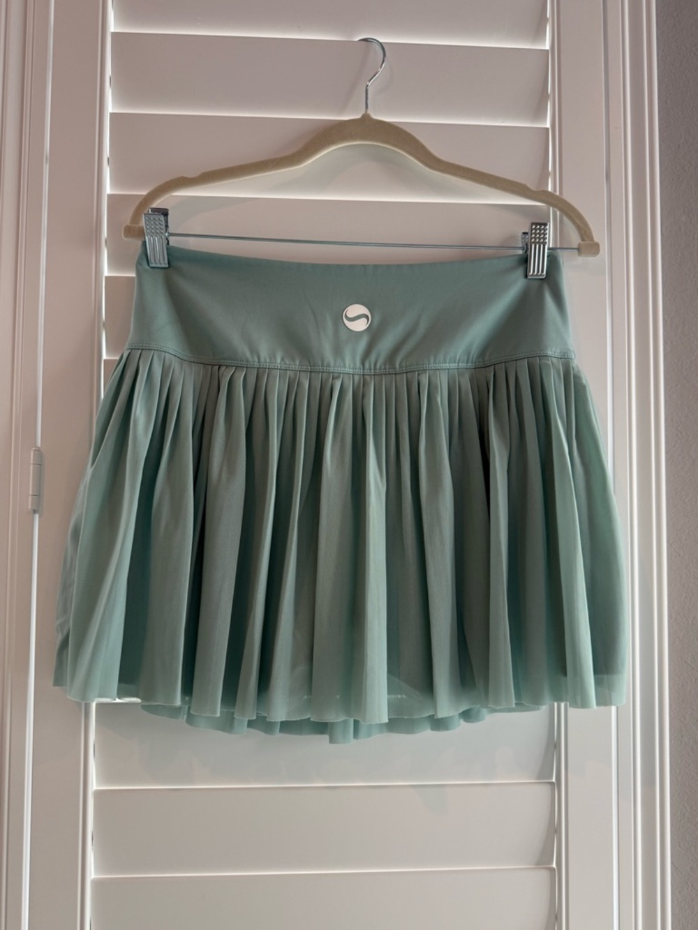 Spin It  Mint Green Pleated Athletic Skirt